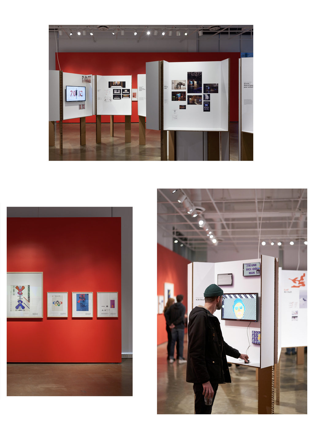 Photographies de de l'exposition Le design graphique, ça bouge ! présentée au Centre de design de l'UQAM en 2019/2020. Crédit photo : Michel Brunelle
